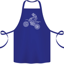 Motocross Line Drawing Dirt Bike MotoX Cotton Apron 100% Organic Royal Blue