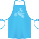 Motocross Line Drawing Dirt Bike MotoX Cotton Apron 100% Organic Turquoise