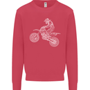Motocross Line Drawing Dirt Bike MotoX Kids Sweatshirt Jumper Heliconia