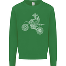 Motocross Line Drawing Dirt Bike MotoX Kids Sweatshirt Jumper Irish Green