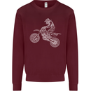 Motocross Line Drawing Dirt Bike MotoX Kids Sweatshirt Jumper Maroon