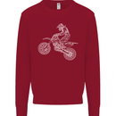 Motocross Line Drawing Dirt Bike MotoX Kids Sweatshirt Jumper Red