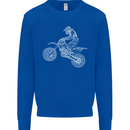 Motocross Line Drawing Dirt Bike MotoX Kids Sweatshirt Jumper Royal Blue