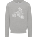 Motocross Line Drawing Dirt Bike MotoX Kids Sweatshirt Jumper Sports Grey