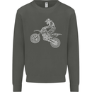 Motocross Line Drawing Dirt Bike MotoX Kids Sweatshirt Jumper Storm Grey