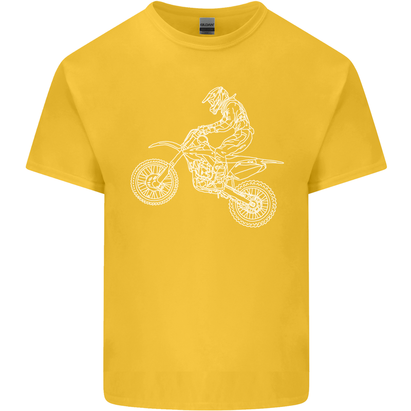 Motocross Line Drawing Dirt Bike MotoX Kids T-Shirt Childrens Yellow