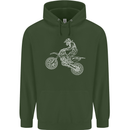 Motocross Line Drawing Dirt Bike MotoX Mens 80% Cotton Hoodie Forest Green