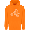 Motocross Line Drawing Dirt Bike MotoX Mens 80% Cotton Hoodie Orange