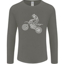 Motocross Line Drawing Dirt Bike MotoX Mens Long Sleeve T-Shirt Charcoal