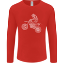 Motocross Line Drawing Dirt Bike MotoX Mens Long Sleeve T-Shirt Red
