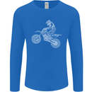 Motocross Line Drawing Dirt Bike MotoX Mens Long Sleeve T-Shirt Royal Blue