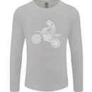 Motocross Line Drawing Dirt Bike MotoX Mens Long Sleeve T-Shirt Sports Grey