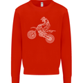 Motocross Line Drawing Dirt Bike MotoX Mens Sweatshirt Jumper Bright Red