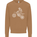 Motocross Line Drawing Dirt Bike MotoX Mens Sweatshirt Jumper Caramel Latte