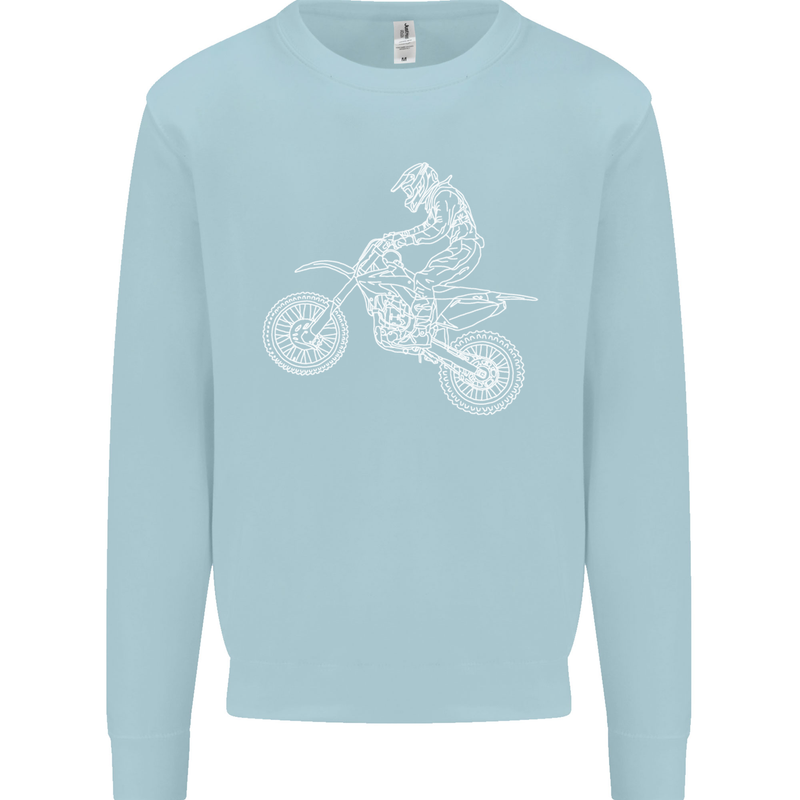 Motocross Line Drawing Dirt Bike MotoX Mens Sweatshirt Jumper Light Blue