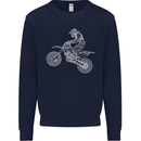 Motocross Line Drawing Dirt Bike MotoX Mens Sweatshirt Jumper Navy Blue