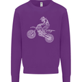 Motocross Line Drawing Dirt Bike MotoX Mens Sweatshirt Jumper Purple