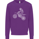 Motocross Line Drawing Dirt Bike MotoX Mens Sweatshirt Jumper Purple