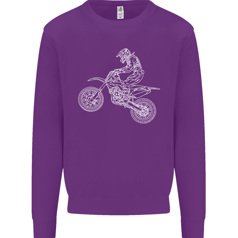Motocross Line Drawing Dirt Bike MotoX Mens Sweatshirt Jumper Purple