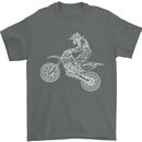 Motocross Line Drawing Dirt Bike MotoX Mens T-Shirt Cotton Gildan Charcoal