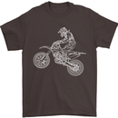 Motocross Line Drawing Dirt Bike MotoX Mens T-Shirt Cotton Gildan Dark Chocolate