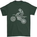 Motocross Line Drawing Dirt Bike MotoX Mens T-Shirt Cotton Gildan Forest Green