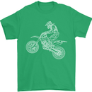 Motocross Line Drawing Dirt Bike MotoX Mens T-Shirt Cotton Gildan Irish Green