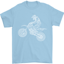 Motocross Line Drawing Dirt Bike MotoX Mens T-Shirt Cotton Gildan Light Blue