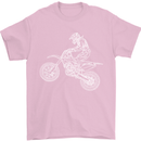 Motocross Line Drawing Dirt Bike MotoX Mens T-Shirt Cotton Gildan Light Pink