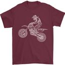 Motocross Line Drawing Dirt Bike MotoX Mens T-Shirt Cotton Gildan Maroon