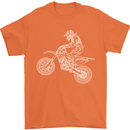 Motocross Line Drawing Dirt Bike MotoX Mens T-Shirt Cotton Gildan Orange