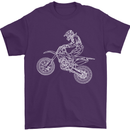 Motocross Line Drawing Dirt Bike MotoX Mens T-Shirt Cotton Gildan Purple