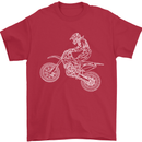 Motocross Line Drawing Dirt Bike MotoX Mens T-Shirt Cotton Gildan Red