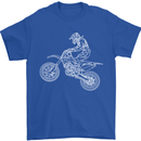 Motocross Line Drawing Dirt Bike MotoX Mens T-Shirt Cotton Gildan Royal Blue