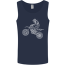 Motocross Line Drawing Dirt Bike MotoX Mens Vest Tank Top Navy Blue