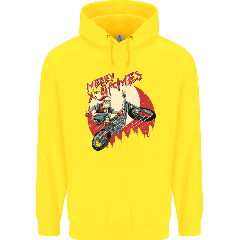 Motocross Merry X Games Dirt Bike Motorbike Childrens Kids Hoodie Yellow