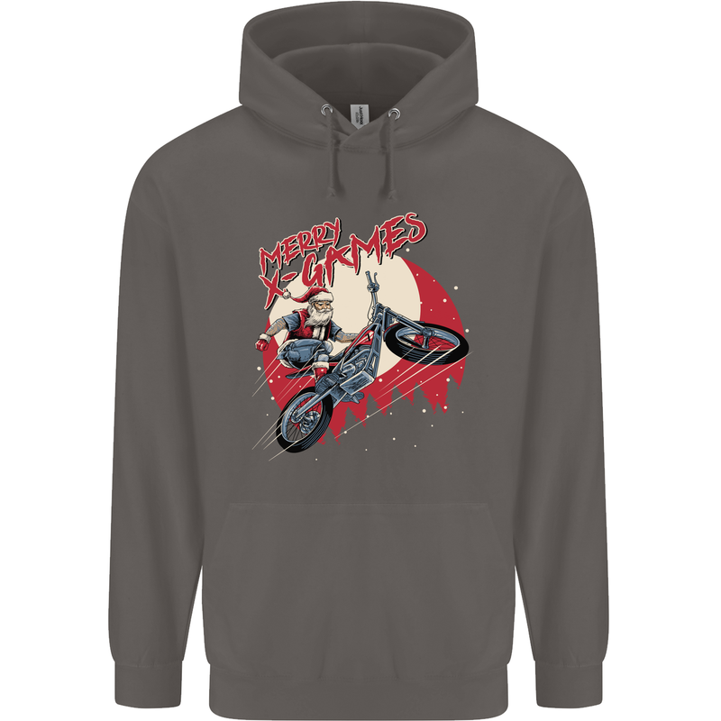 Motocross Merry X Games Dirt Bike Motorbike Mens 80% Cotton Hoodie Charcoal
