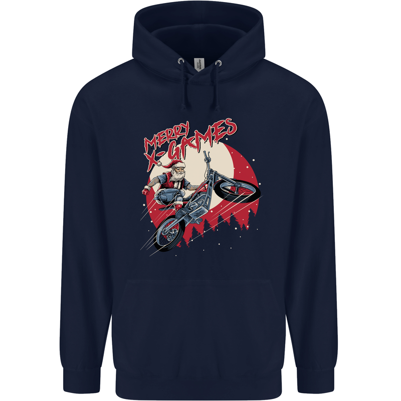 Motocross Merry X Games Dirt Bike Motorbike Mens 80% Cotton Hoodie Navy Blue