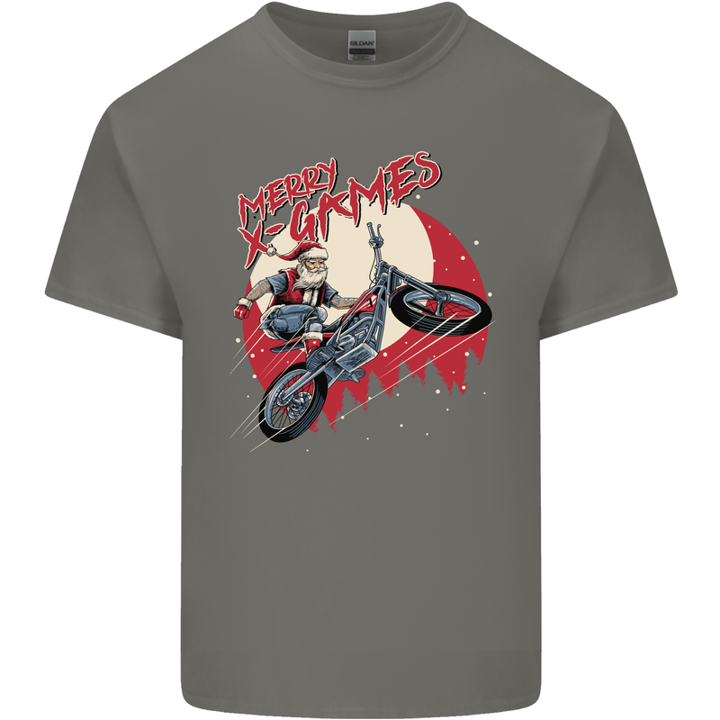 Motocross Merry X Games Dirt Bike Motorbike Mens Cotton T-Shirt Tee Top Charcoal