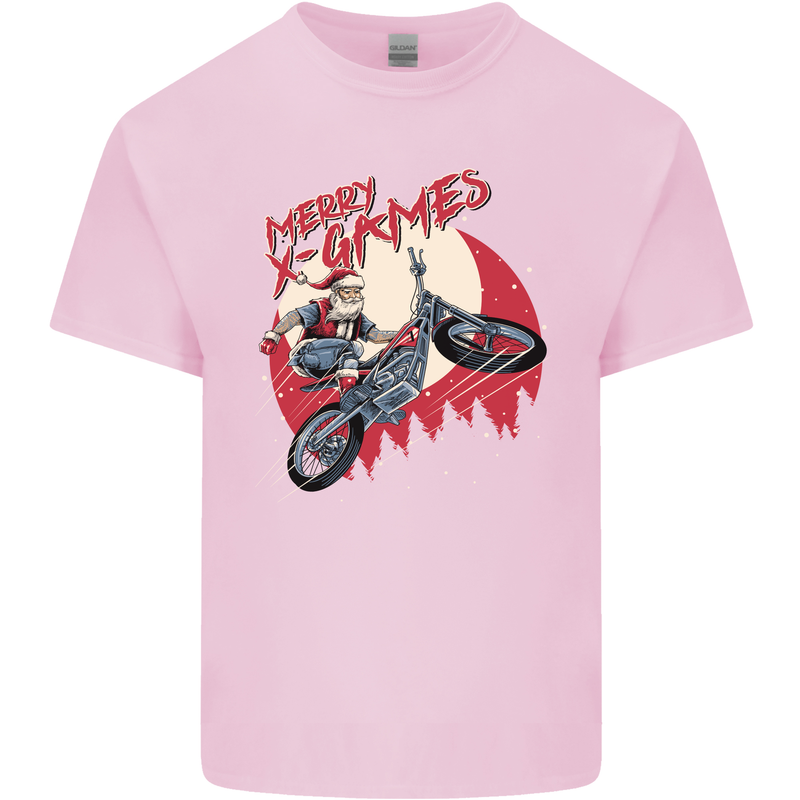 Motocross Merry X Games Dirt Bike Motorbike Mens Cotton T-Shirt Tee Top Light Pink