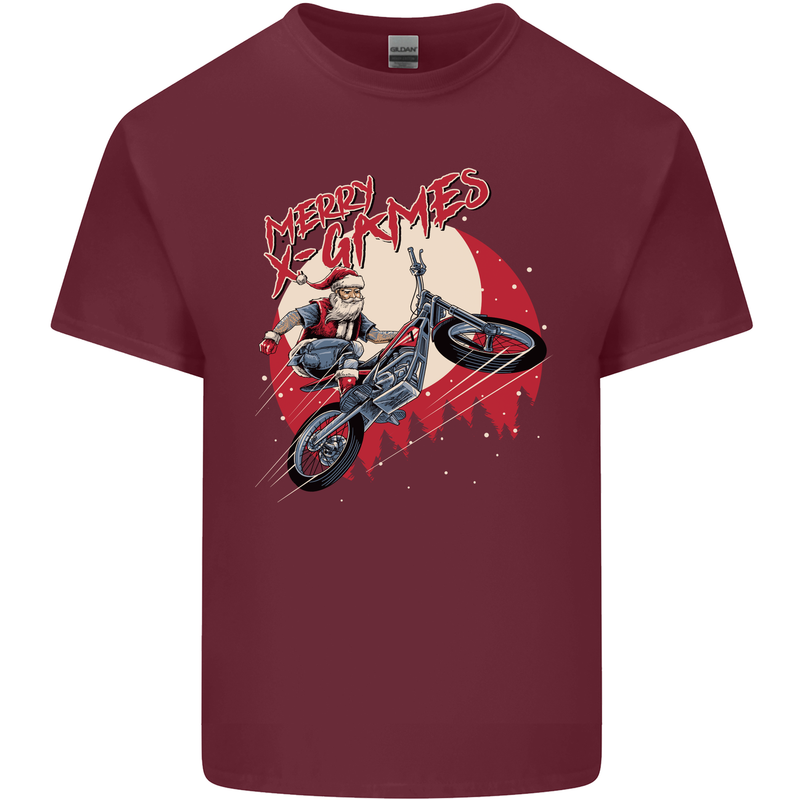 Motocross Merry X Games Dirt Bike Motorbike Mens Cotton T-Shirt Tee Top Maroon