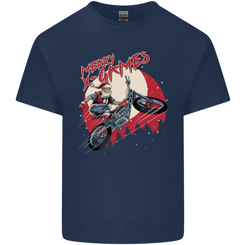 Motocross Merry X Games Dirt Bike Motorbike Mens Cotton T-Shirt Tee Top Navy Blue