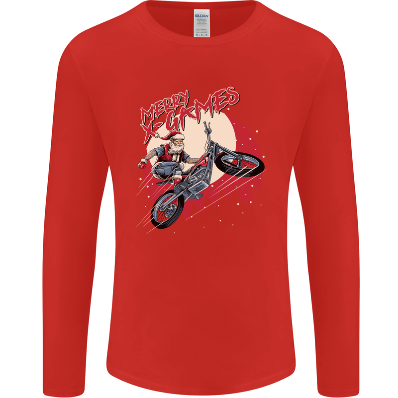 Motocross Merry X Games Dirt Bike Motorbike Mens Long Sleeve T-Shirt Red