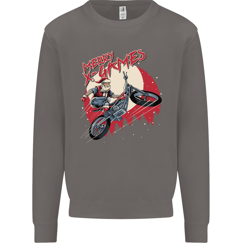 Motocross Merry X Games Dirt Bike Motorbike Mens Sweatshirt Jumper Charcoal