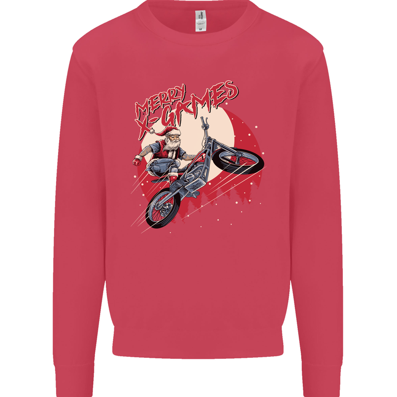 Motocross Merry X Games Dirt Bike Motorbike Mens Sweatshirt Jumper Heliconia
