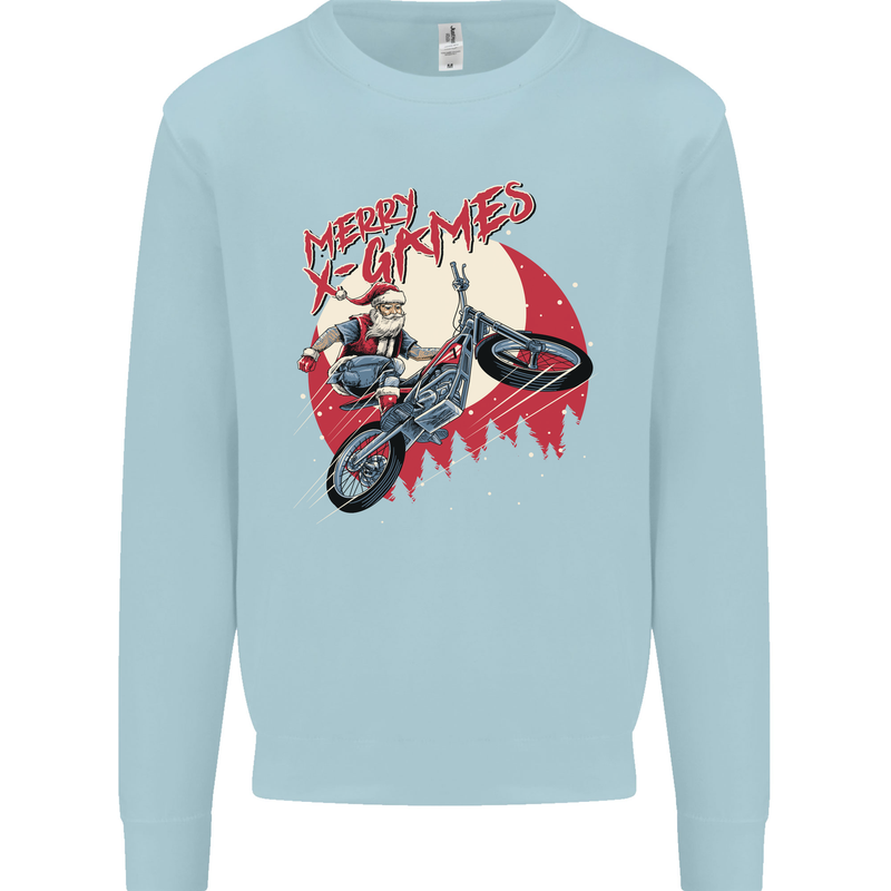 Motocross Merry X Games Dirt Bike Motorbike Mens Sweatshirt Jumper Light Blue