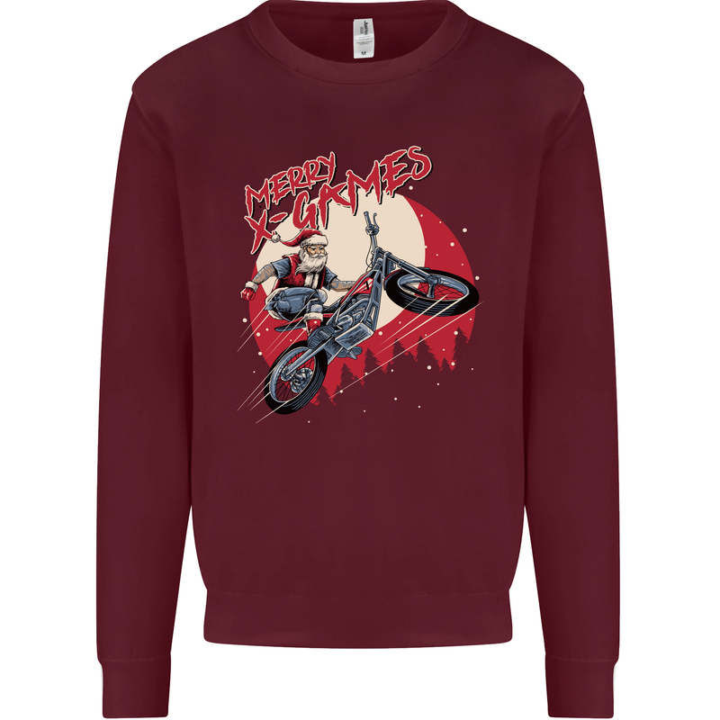 Motocross Merry X Games Dirt Bike Motorbike Mens Sweatshirt Jumper Maroon
