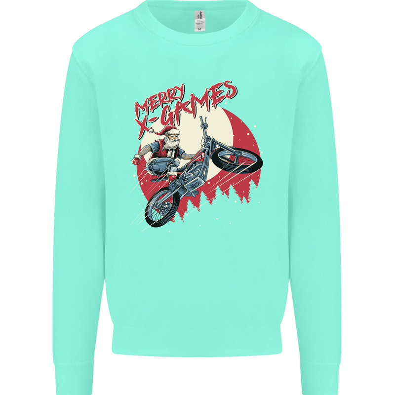 Motocross Merry X Games Dirt Bike Motorbike Mens Sweatshirt Jumper Peppermint