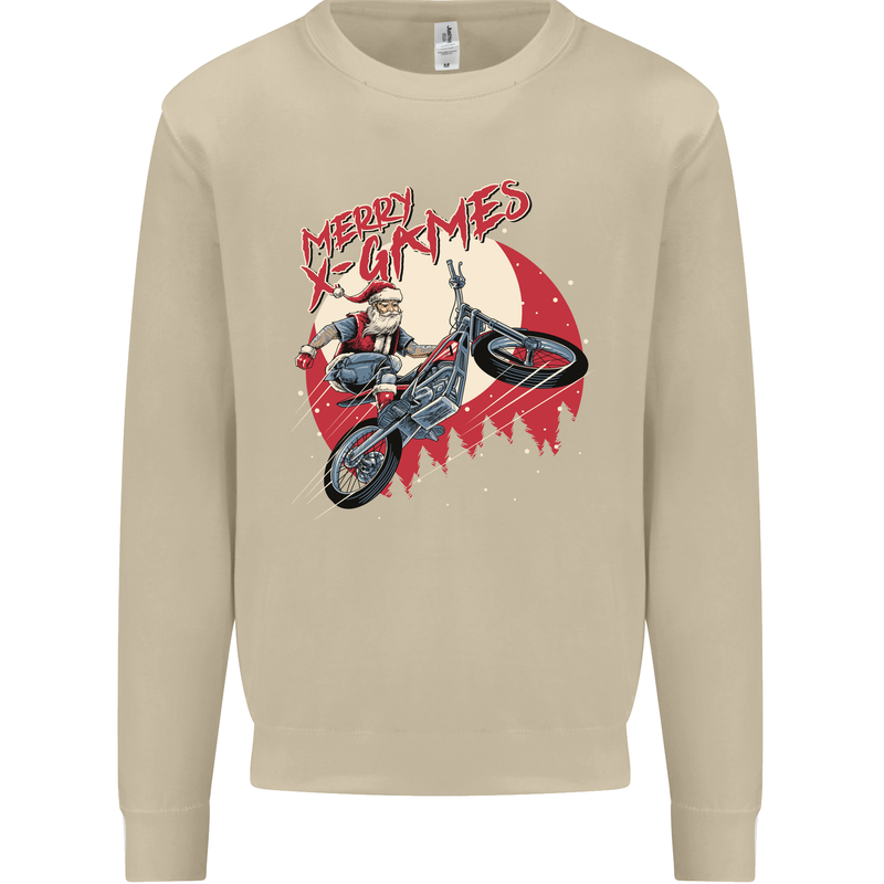 Motocross Merry X Games Dirt Bike Motorbike Mens Sweatshirt Jumper Sand