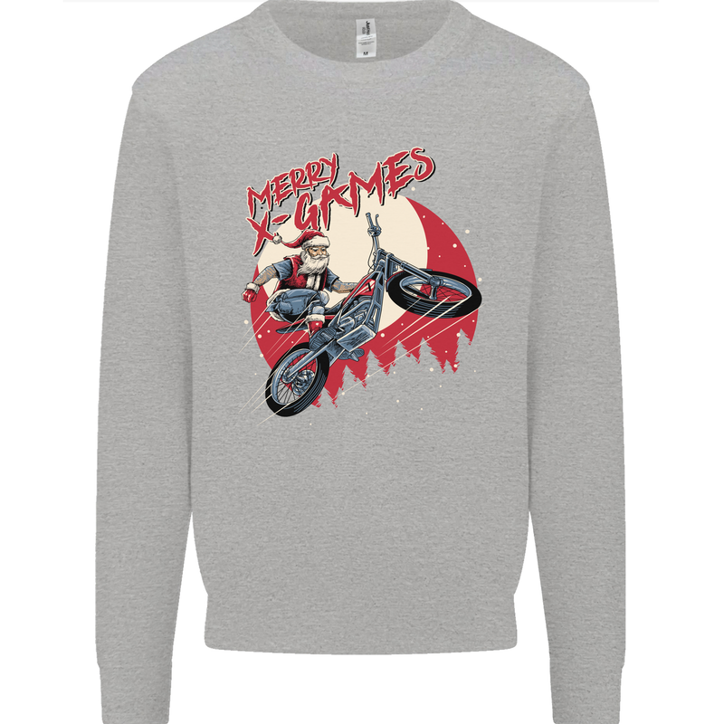 Motocross Merry X Games Dirt Bike Motorbike Mens Sweatshirt Jumper Sports Grey